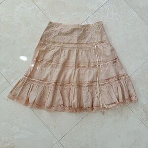 Passport Y2K Lace Tiered Skirt Boho Cotton Ruffle Small